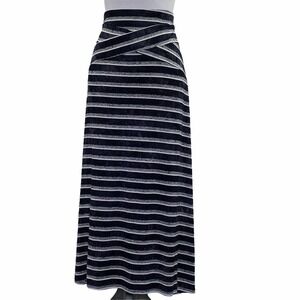 LIVE & Let Live Black Gray Striped Maxi Skirt PM
